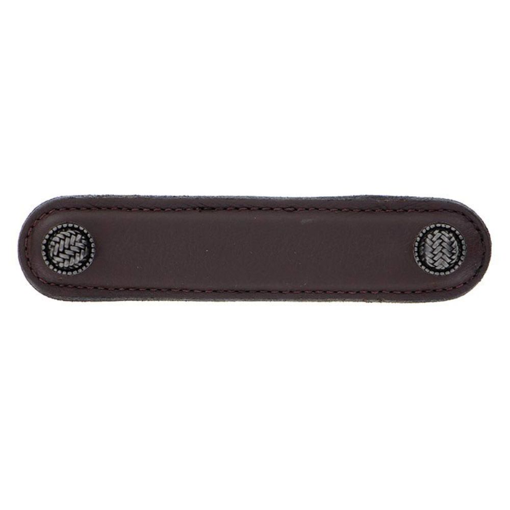 Vicenza K1164-4-GM-BR Cestino Pull Leather 4" Brown in Gunmetal