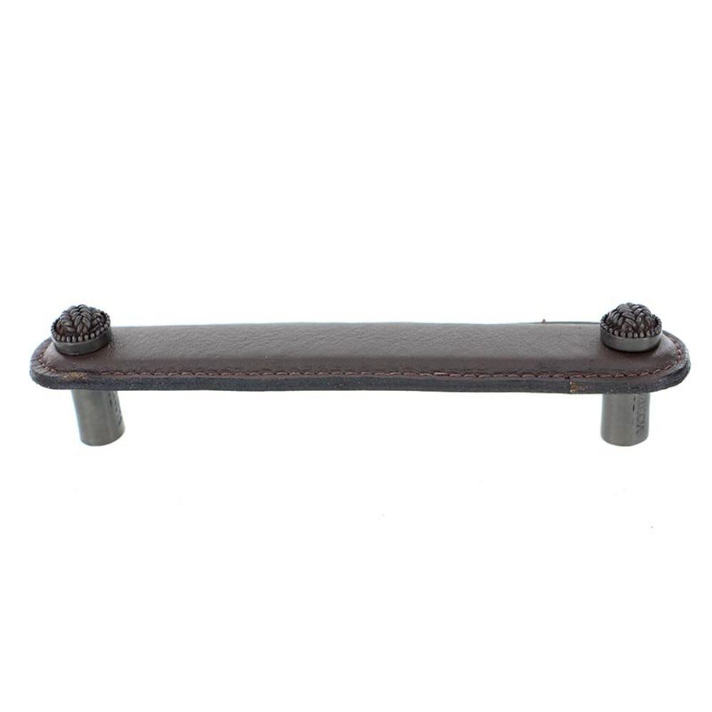 Vicenza K1164-4-OB-BR Cestino Pull Leather 4" Brown in Oil-Rubbed Bronze