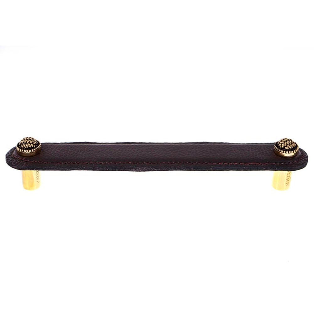 Vicenza K1164-6-AG-BR Cestino Pull Leather 6" Brown in Antique Gold