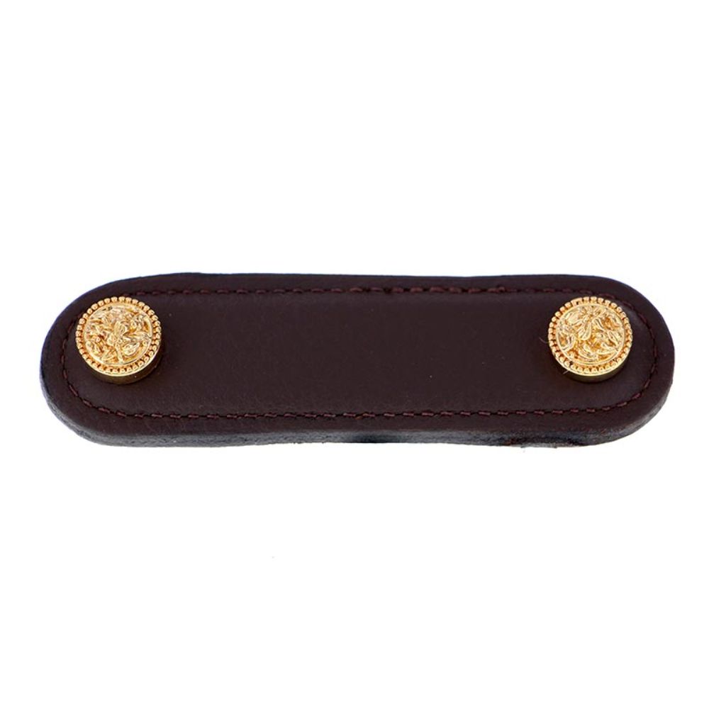 Vicenza K1166-3-PG-BR San Michele Pull Leather 3" Brown in Polished Gold