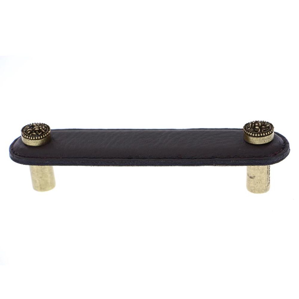 Vicenza K1166-4-AB-BL San Michele Pull Leather 4" Black in Antique Brass