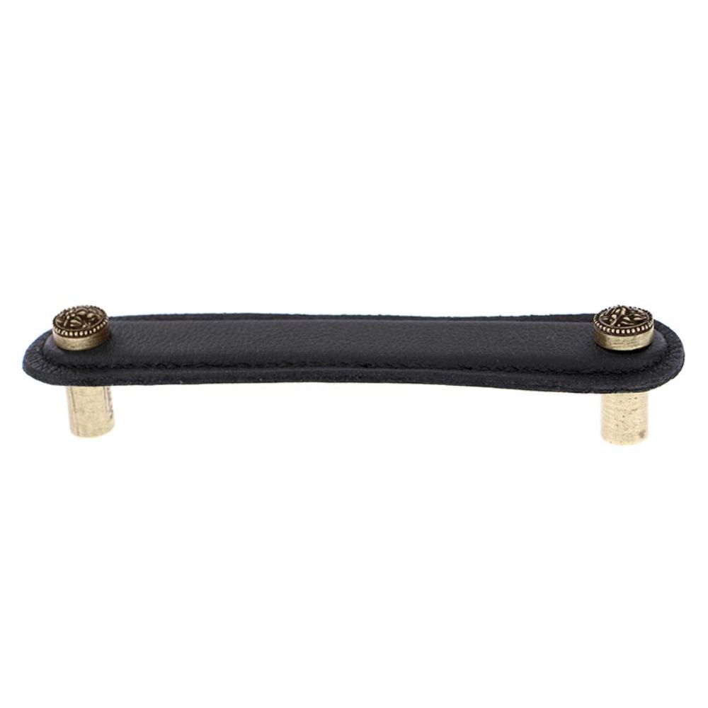 Vicenza K1166-5-AB-BL San Michele Pull Leather 5" Black in Antique Brass