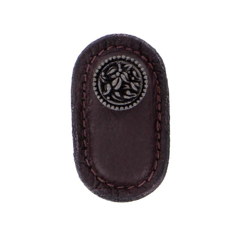 Vicenza K1167-GM-BR San Michele Knob Large in Gunmetal with Brown Leather