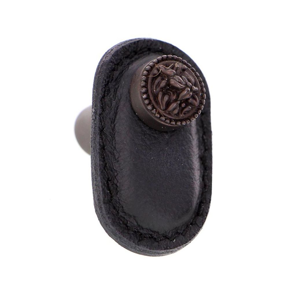Vicenza K1167-OB-BL San Michele Knob Large in Oil-Rubbed Bronze with Black Leather