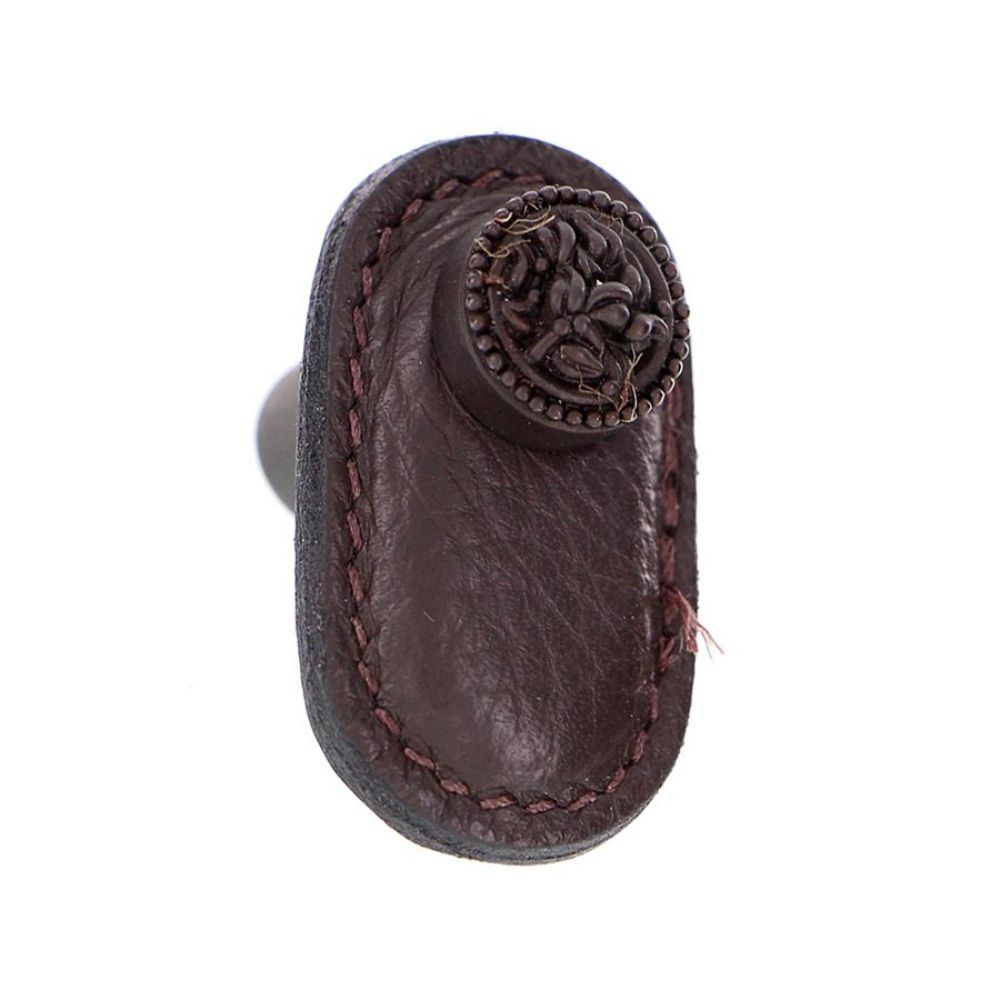Vicenza K1167-OB-BR San Michele Knob Large in Oil-Rubbed Bronze with Brown Leather