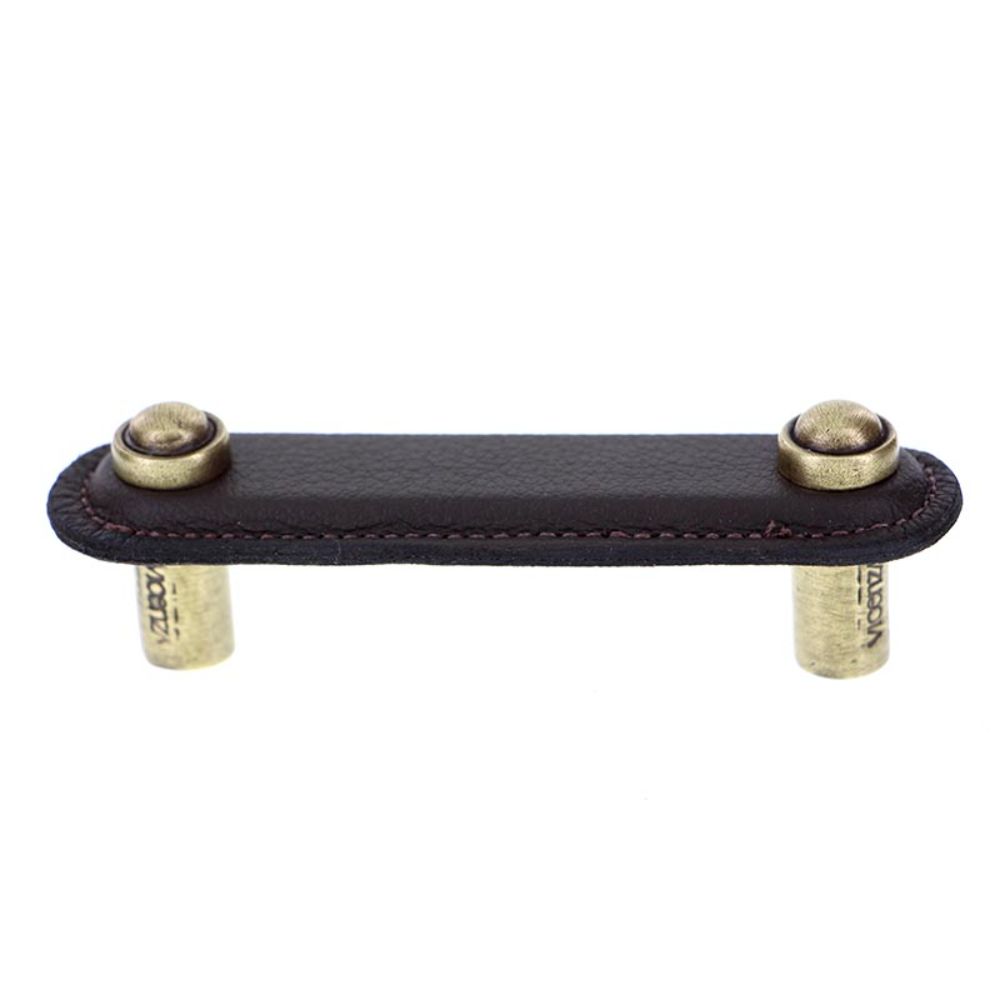 Vicenza K1168-3-AB-BR Sanzio Pull Leather 3" Brown in Antique Brass