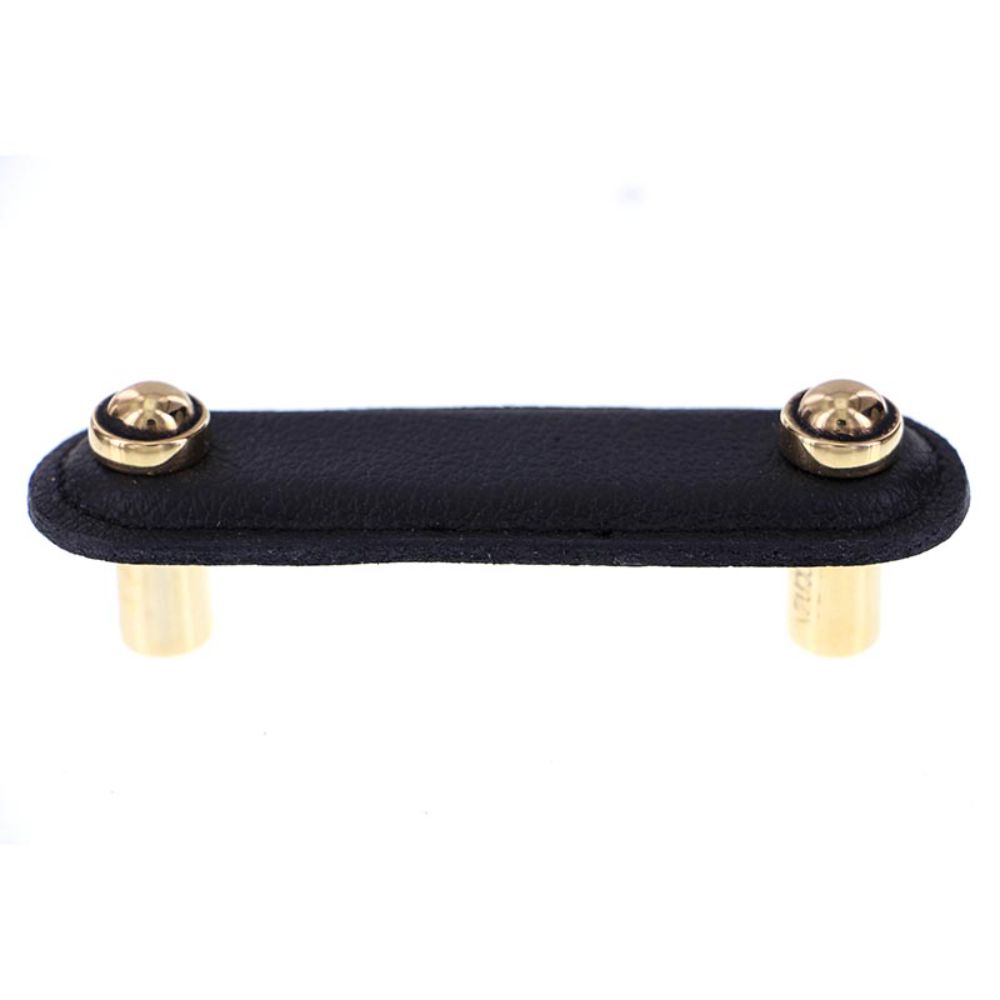 Vicenza K1168-3-AG-BL Sanzio Pull Leather 3" Black in Antique Gold