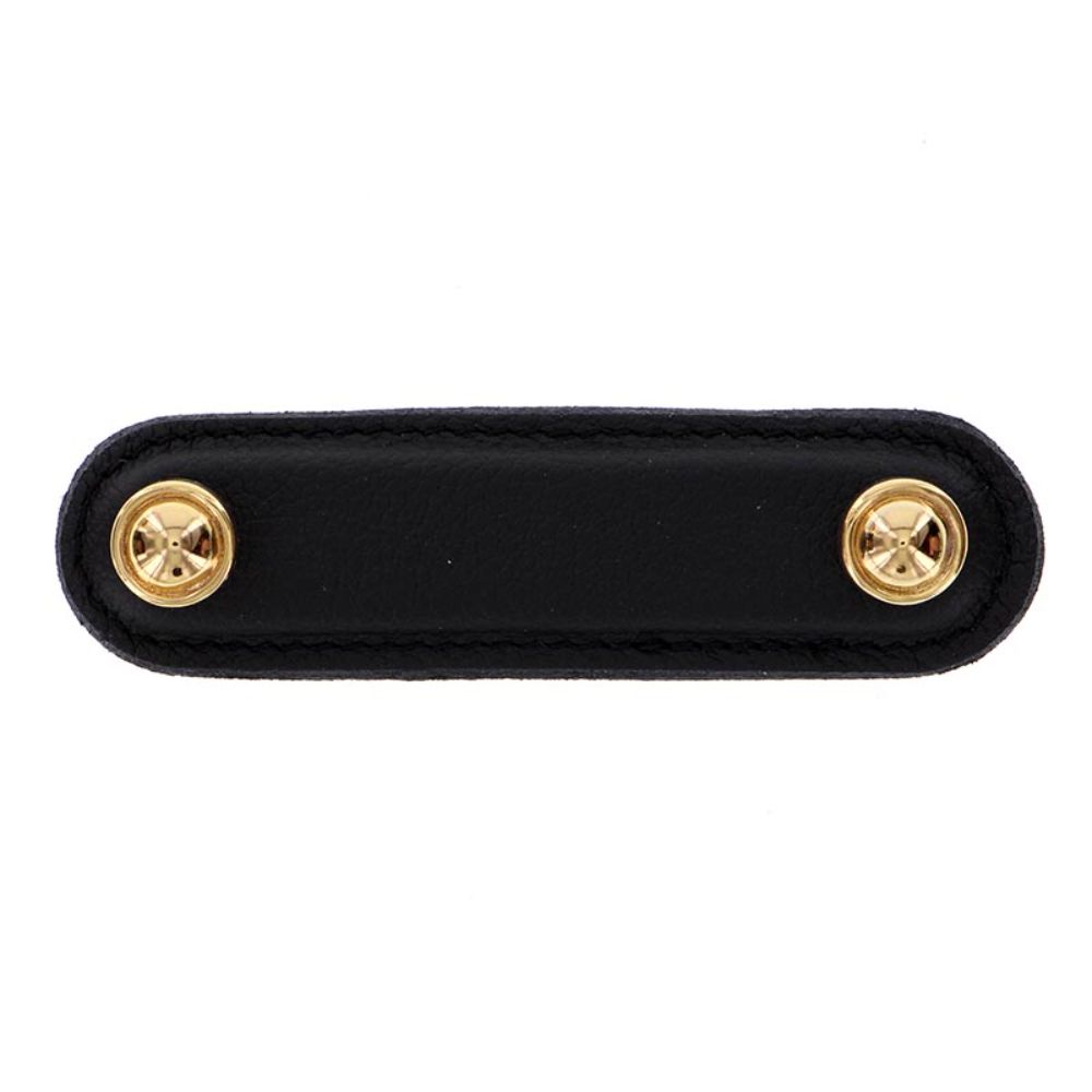 Vicenza K1168-3-PG-BL Sanzio Pull Leather 3" Black in Polished Gold