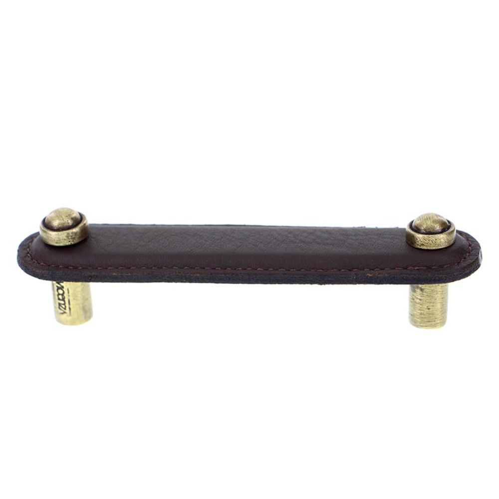 Vicenza K1168-4-AB-BR Sanzio Pull Leather 4" Brown in Antique Brass