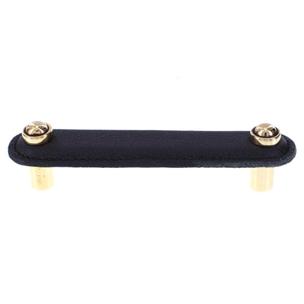 Vicenza K1168-4-AG-BL Sanzio Pull Leather 4" Black in Antique Gold
