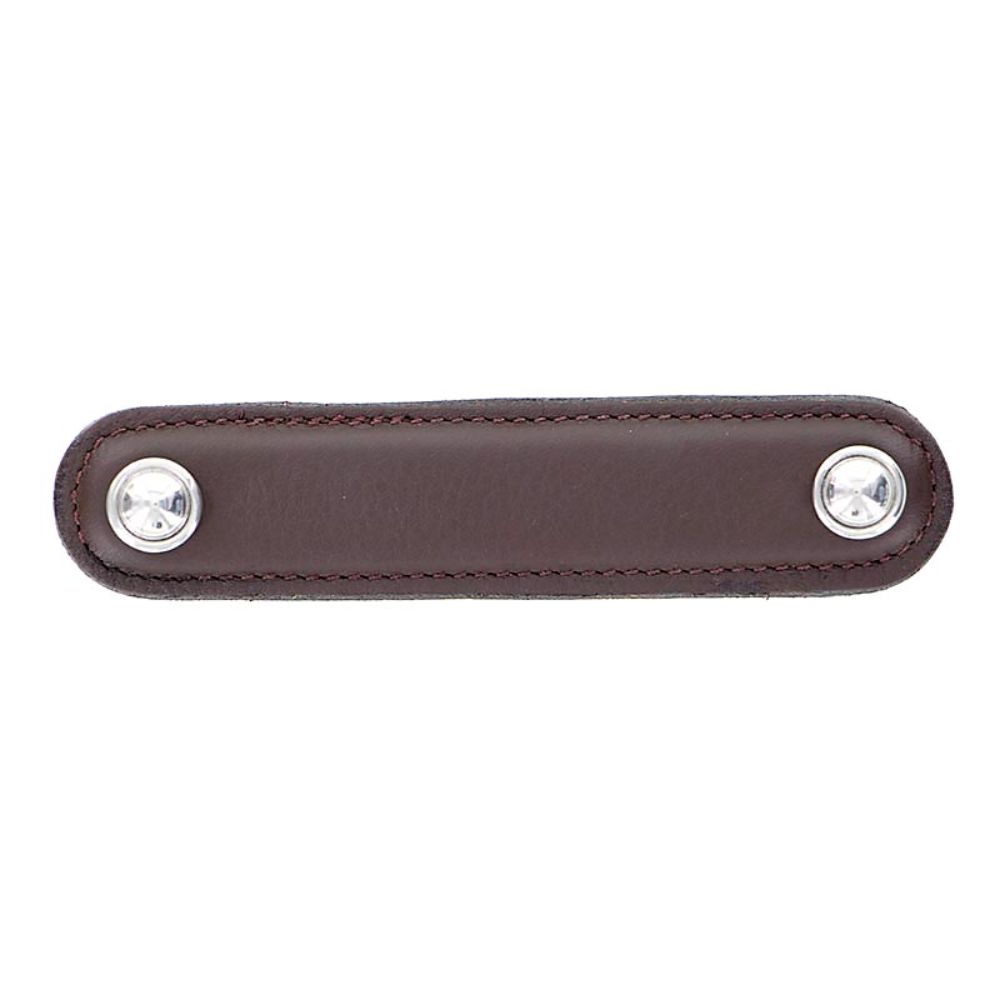 Vicenza K1168-4-PN-BR Sanzio Pull Leather 4" Brown in Polished Nickel