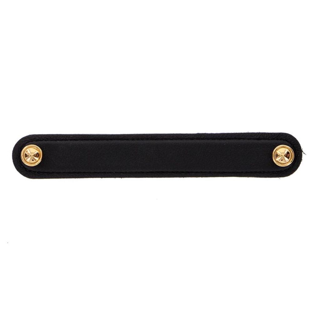 Vicenza K1168-6-PG-BL Sanzio Pull Leather 6" Black in Polished Gold