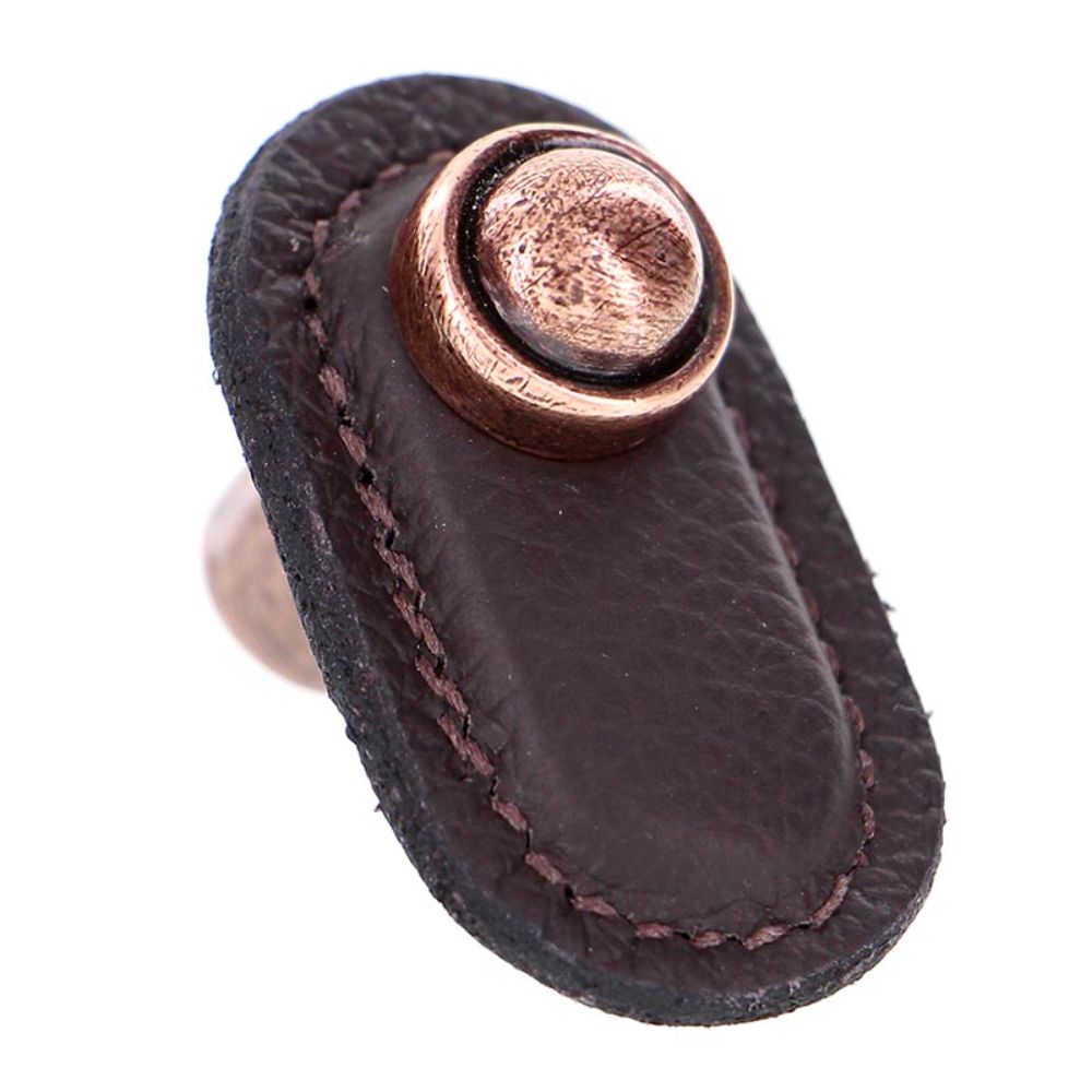 Vicenza K1169-AC-BR Sanzio Knob Large in Antique Copper with Brown Leather