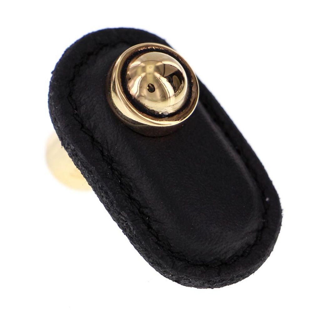 Vicenza K1169-AG-BL Sanzio Knob Large in Antique Gold with Black Leather