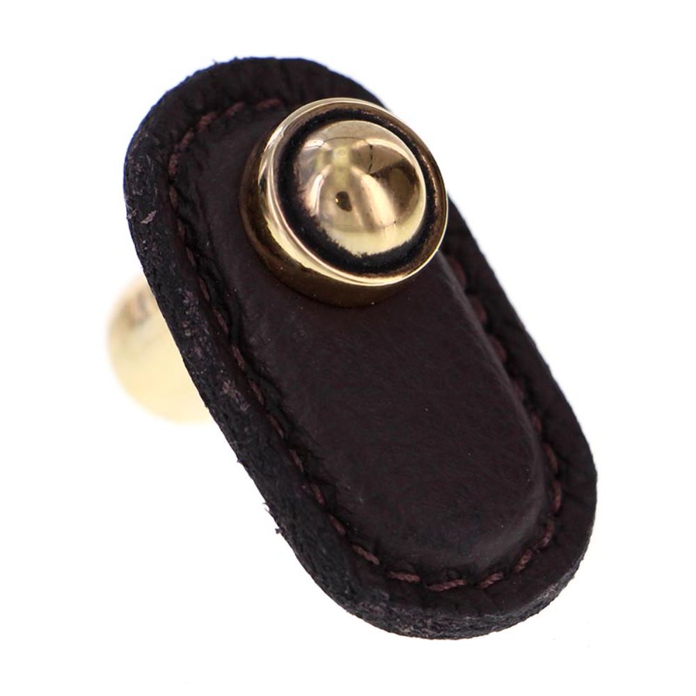 Vicenza K1169-AG-BR Sanzio Knob Large in Antique Gold with Brown Leather