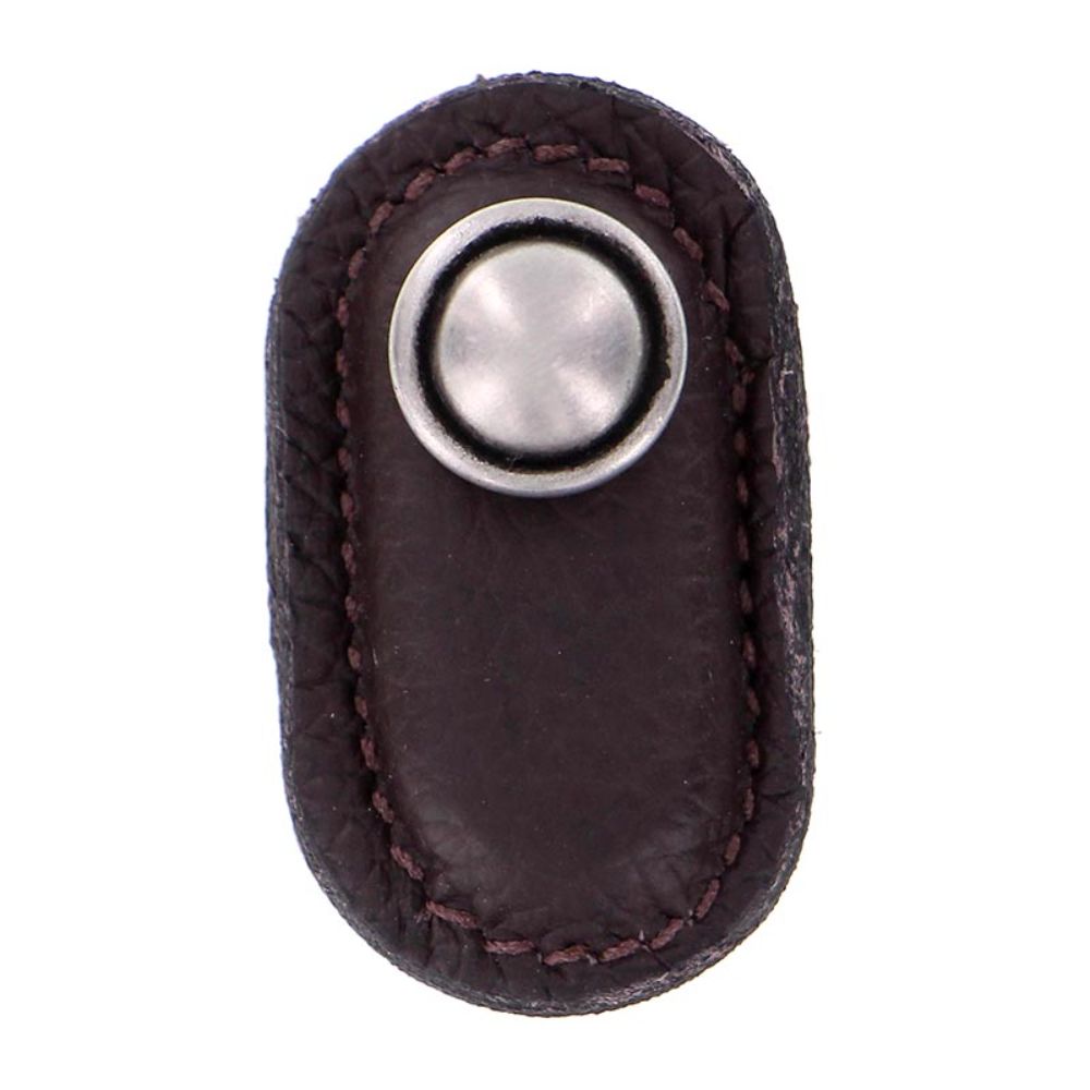 Vicenza K1169-AN-BR Sanzio Knob Large in Antique Nickel with Brown Leather