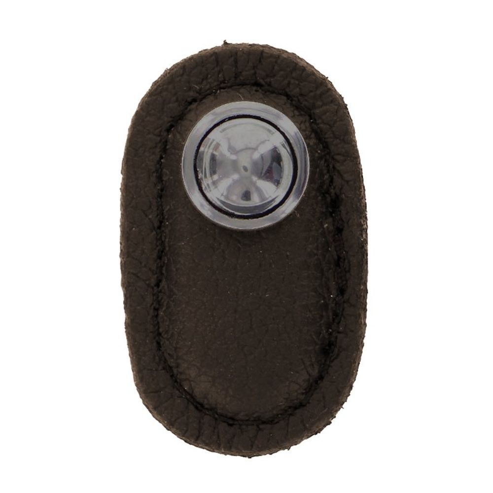 Vicenza K1169-GM-BR Sanzio Knob Large in Gunmetal with Brown Leather