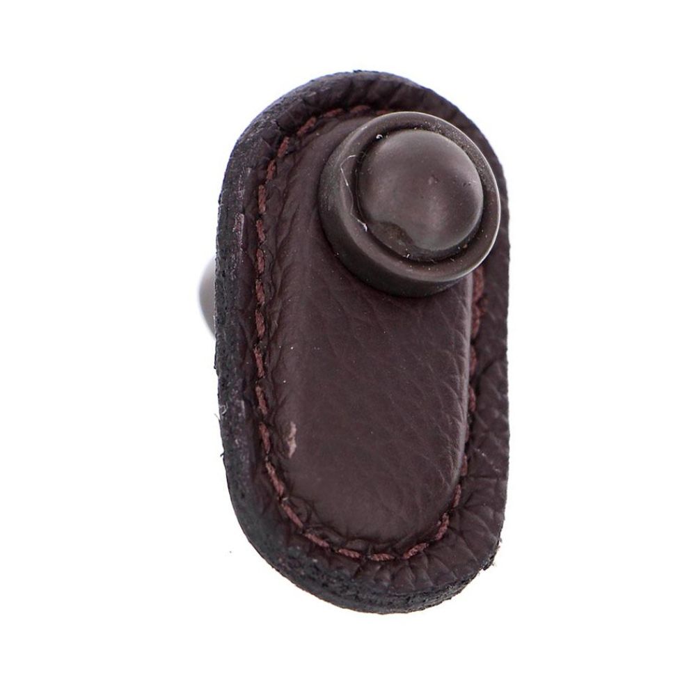 Vicenza K1169-OB-BR Sanzio Knob Large in Oil-Rubbed Bronze with Brown Leather