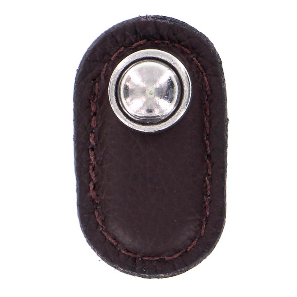 Vicenza K1169-VP-BR Sanzio Knob Large in Vintage Pewter with Brown Leather