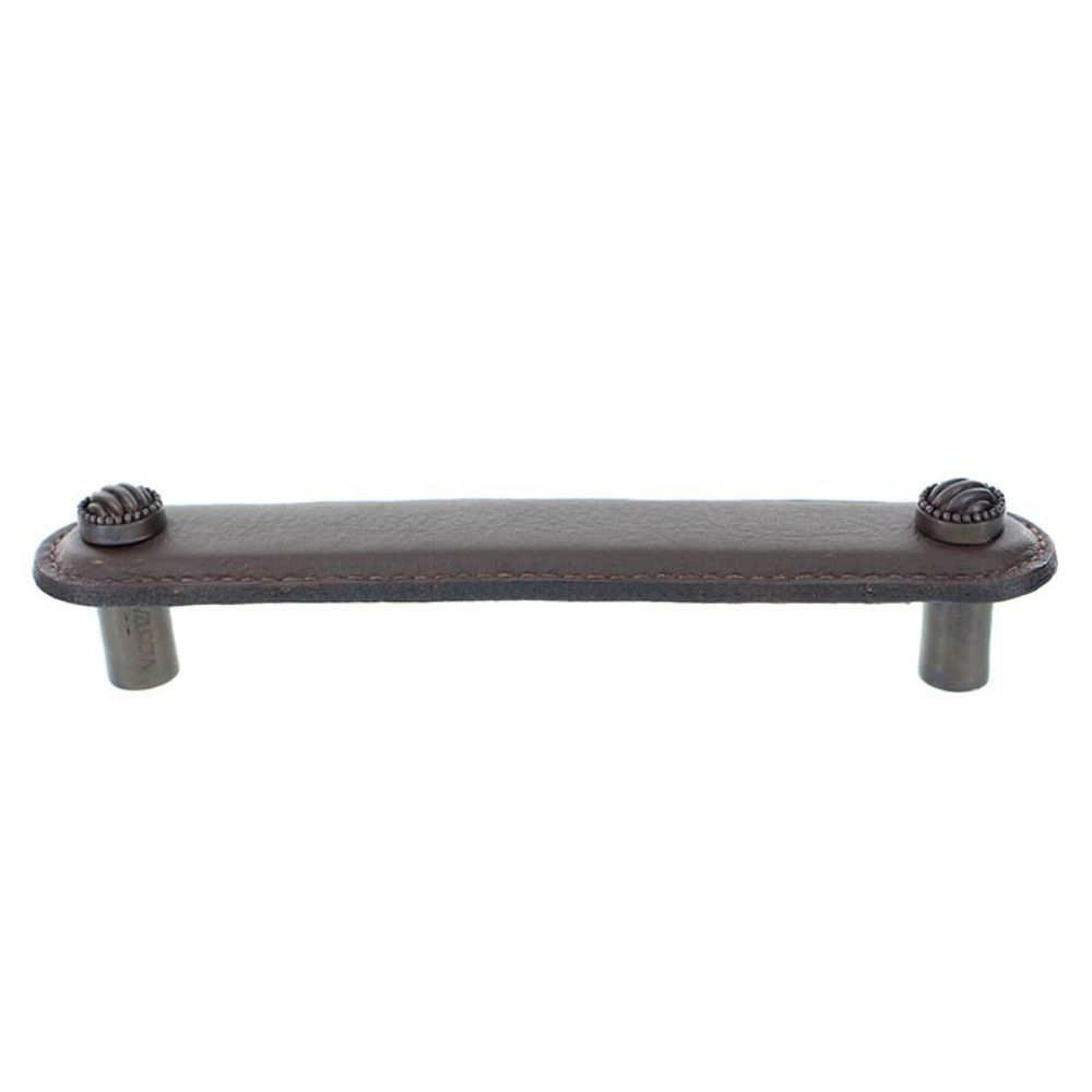 Vicenza K1170-5-OB-BR Sanzio Pull Leather Lines and Dots 5" Brown in Oil-Rubbed Bronze