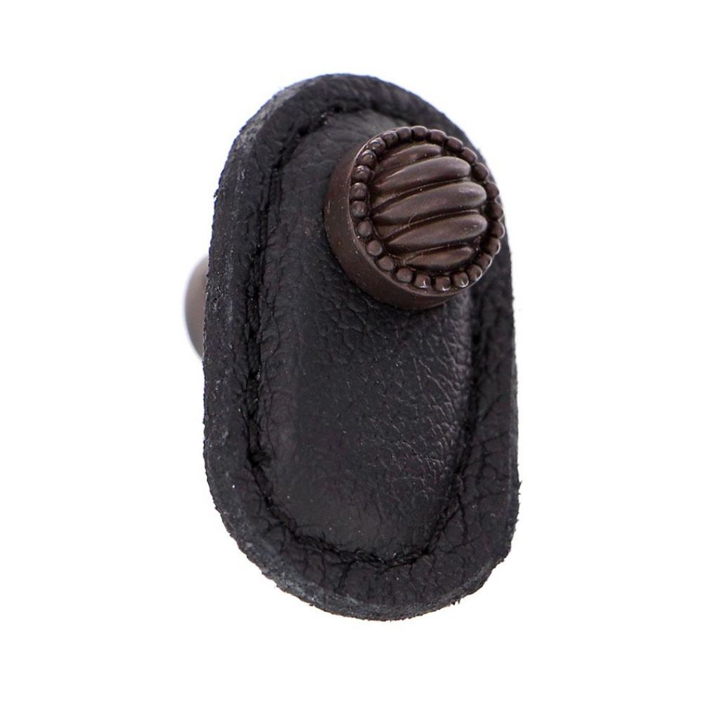 Vicenza K1171-OB-BL Sanzio Knob Large Lines and Beads in Oil-Rubbed Bronze with Black Leather