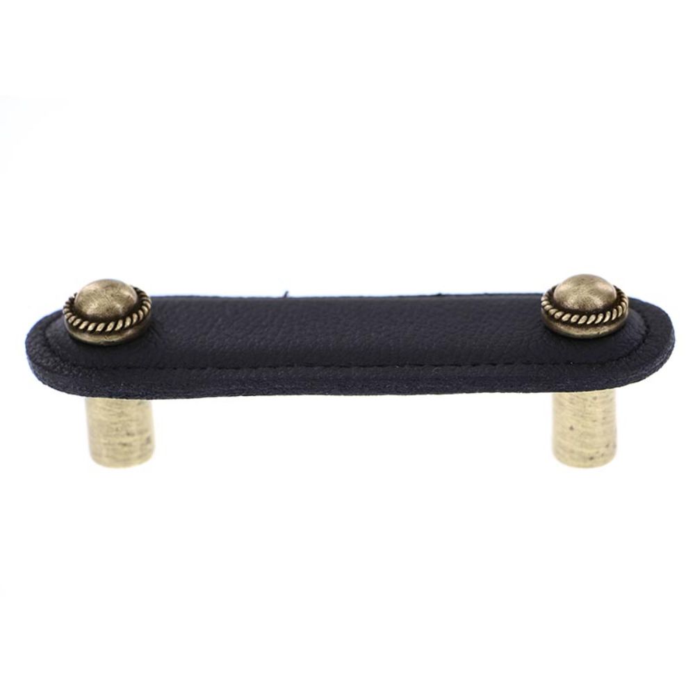 Vicenza K1172-3-AB-BL Equestre Pull Leather 3" Black in Antique Brass