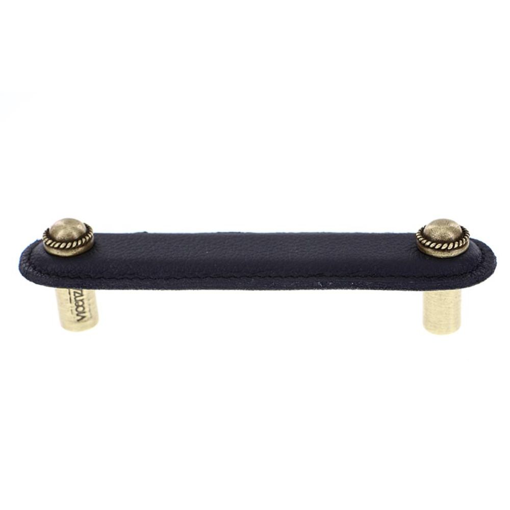 Vicenza K1172-4-AB-BL Equestre Pull Leather 4" Black in Antique Brass