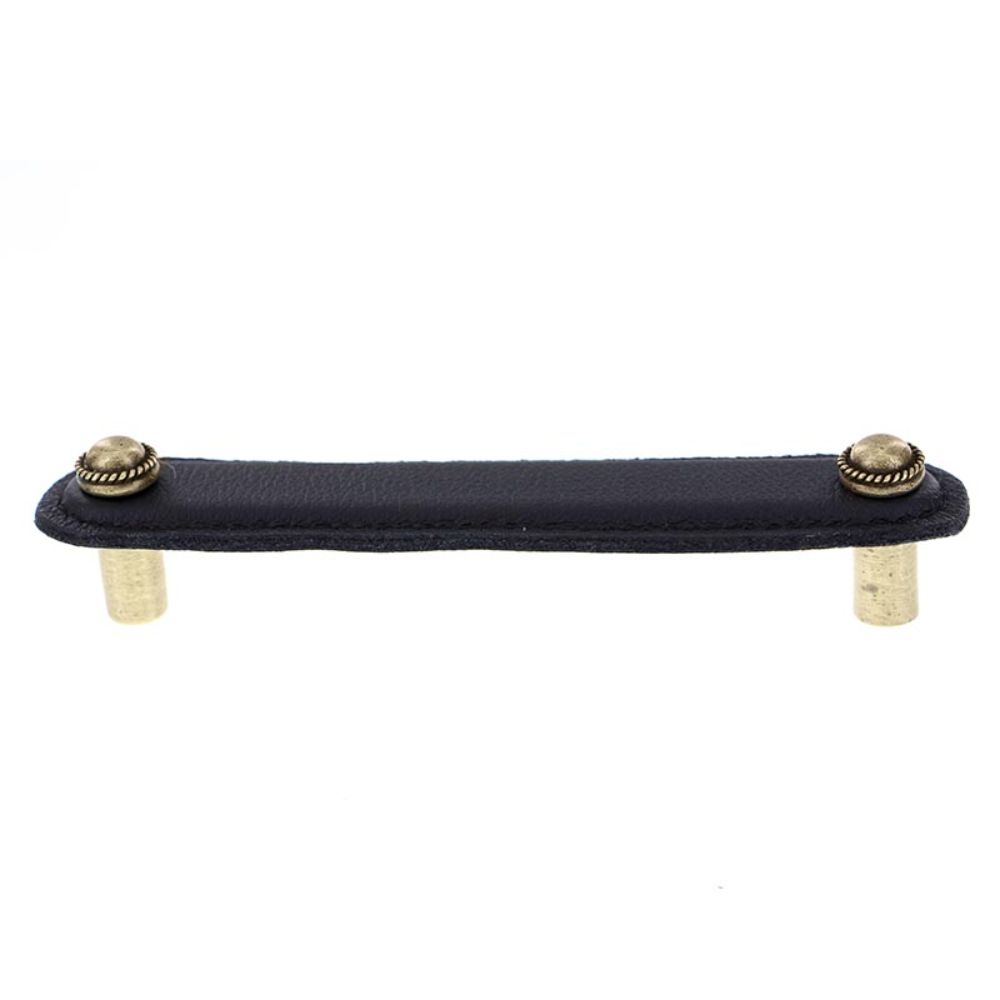 Vicenza K1172-5-AB-BL Equestre Pull Leather 5" Black in Antique Brass