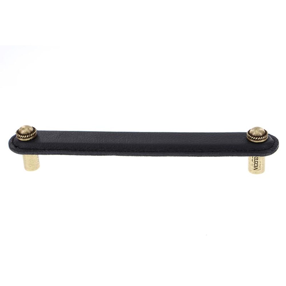 Vicenza K1172-6-AB-BL Equestre Pull Leather 6" Black in Antique Brass