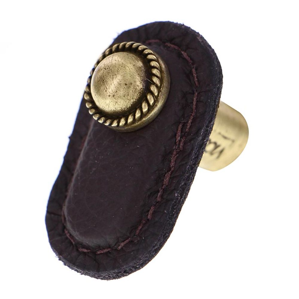 Vicenza K1173-AB-BR Equestre Knob Large in Antique Brass with Brown Leather