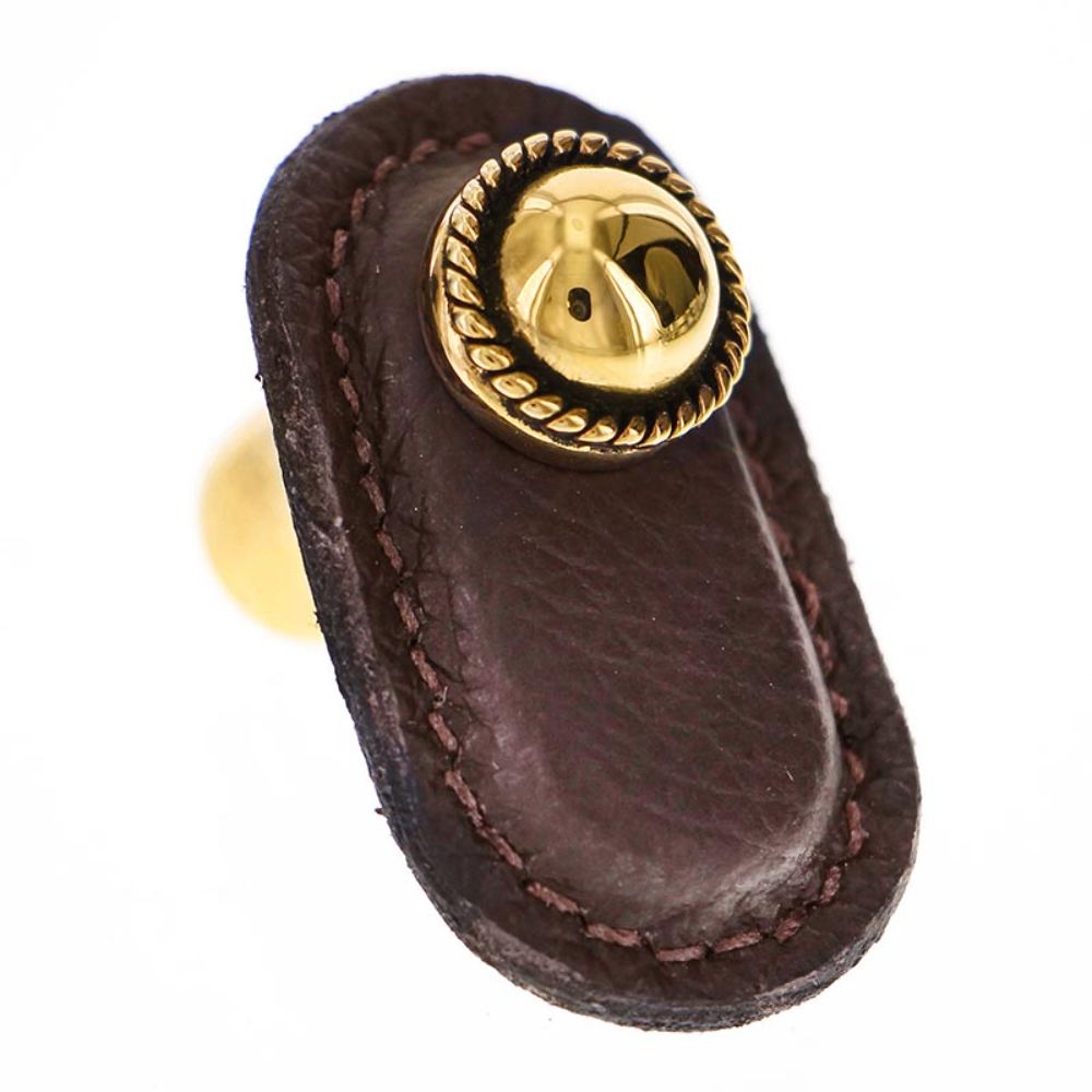 Vicenza K1173-AG-BR Equestre Knob Large in Antique Gold with Brown Leather