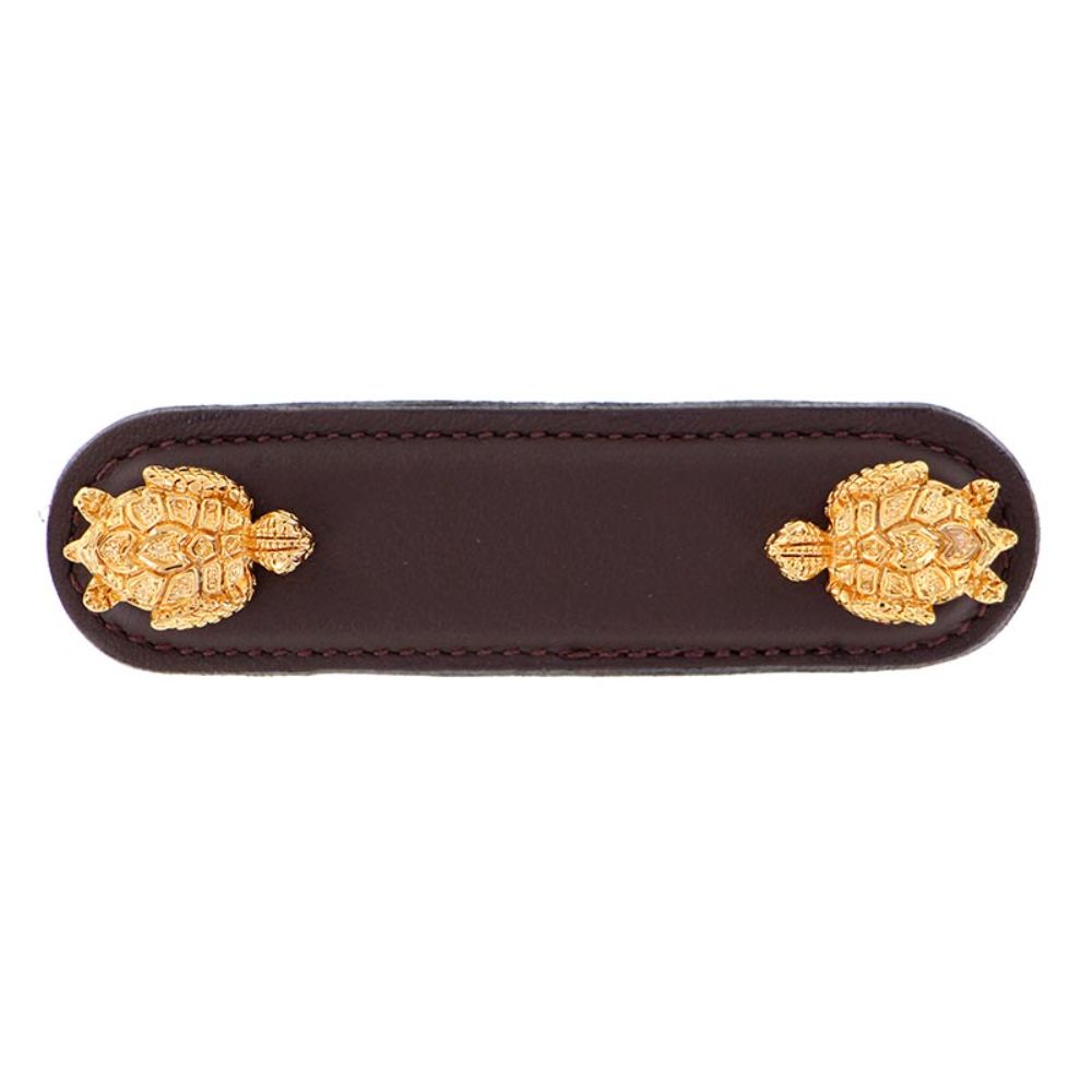 Vicenza K1174-3-PG-BR Pollino Pull Leather Turtle 3" Brown in Polished Gold