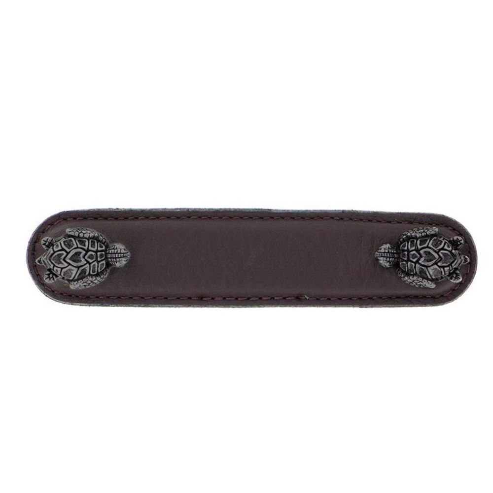 Vicenza K1174-4-GM-BR Pollino Pull Leather Turtle 4" Brown in Gunmetal
