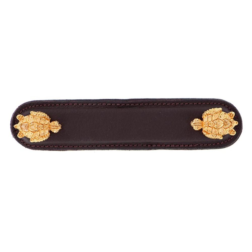 Vicenza K1174-4-PG-BR Pollino Pull Leather Turtle 4" Brown in Polished Gold