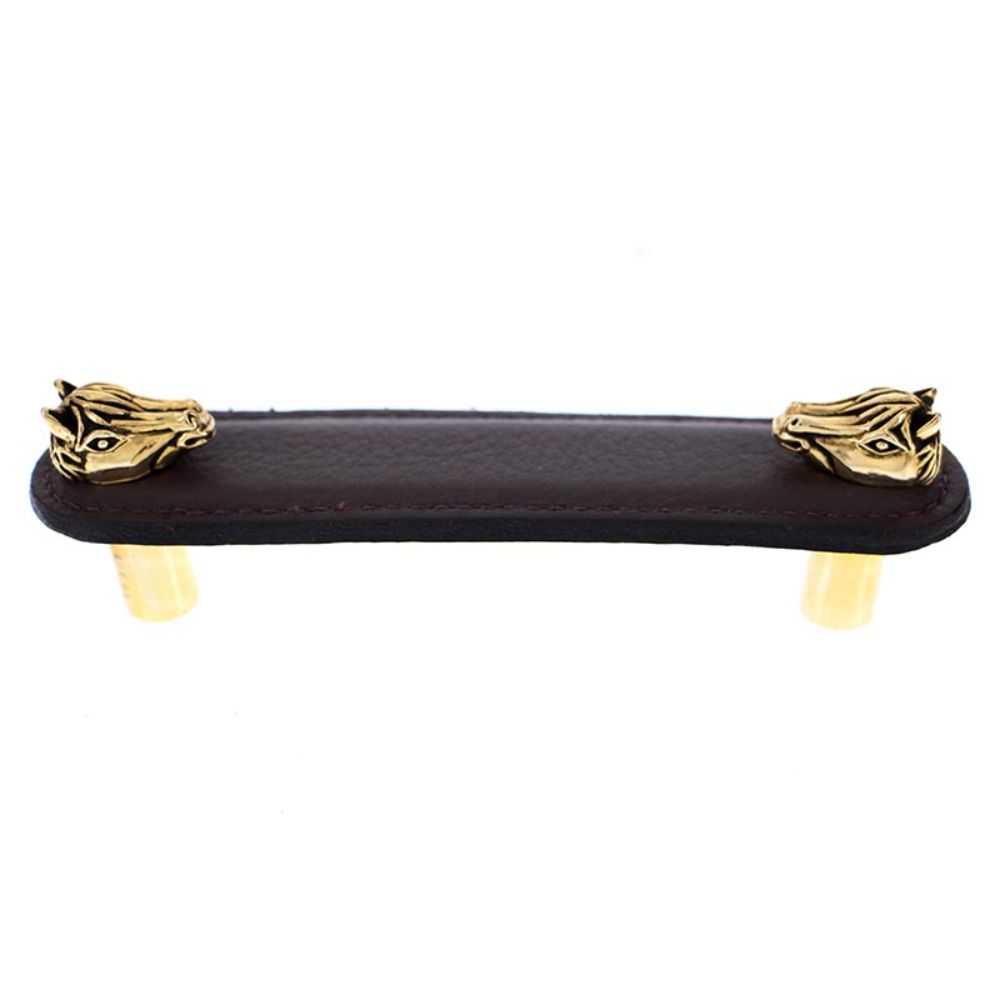 Brown 4-Inch Polished Gold Vicenza Designs K1176 Equestre Horse Leather Pull