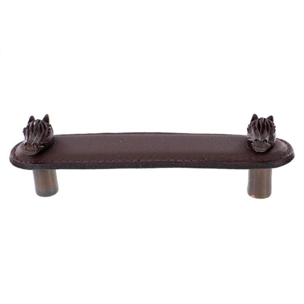 Vicenza K1176-4-OB-BR Equestre Pull Leather Horse 4" Brown in Oil-Rubbed Bronze