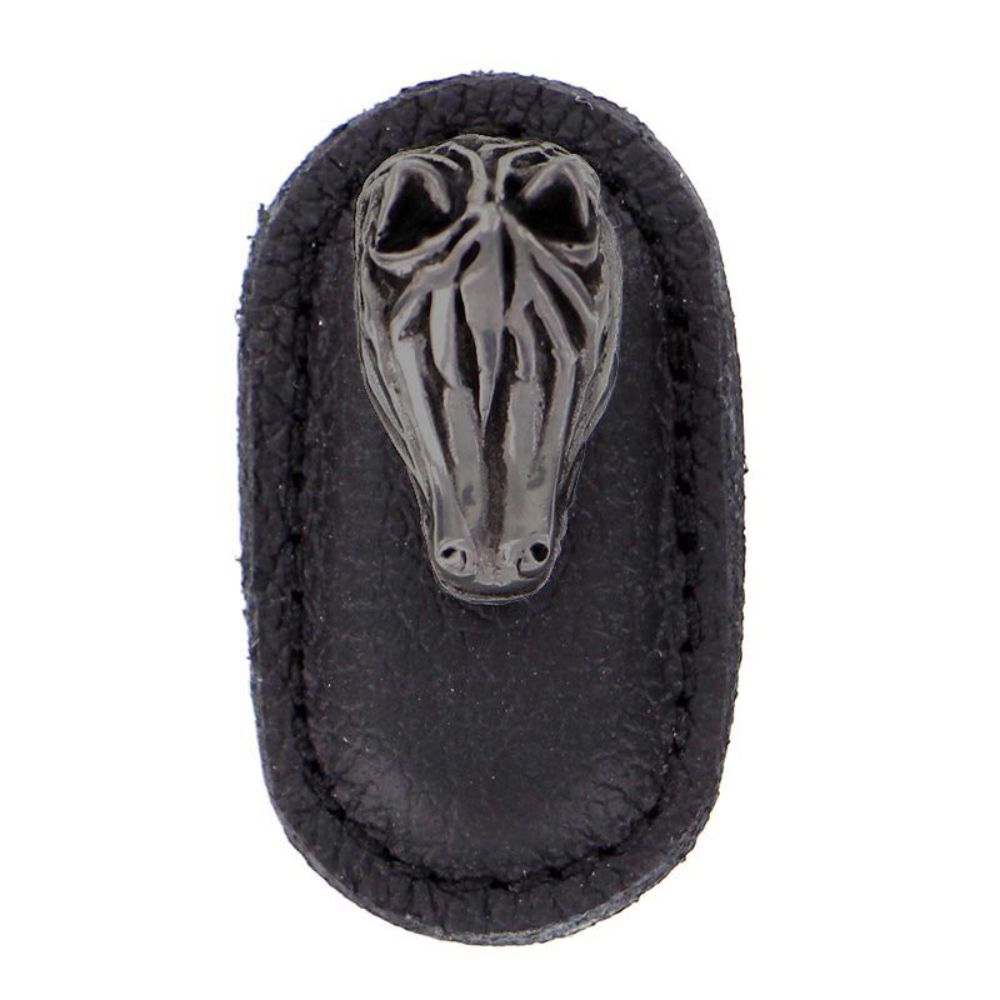 Vicenza K1177-GM-BL Equestre Knob Large Horse in Gunmetal with Black Leather