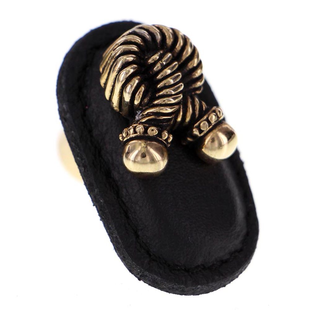 Vicenza K1179-AG-BL Equestre Knob Large Rope in Antique Gold with Black Leather