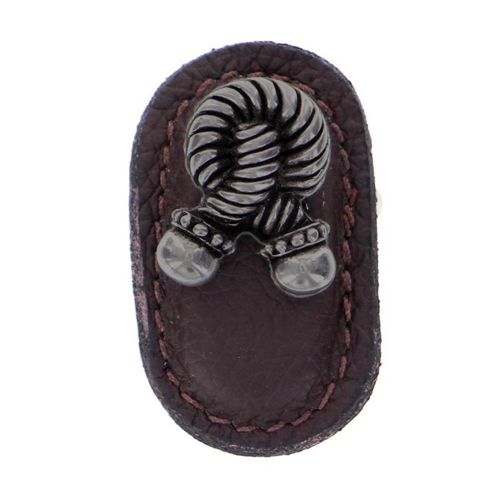 Vicenza K1179-GM-BR Equestre Knob Large Rope in Gunmetal with Brown Leather