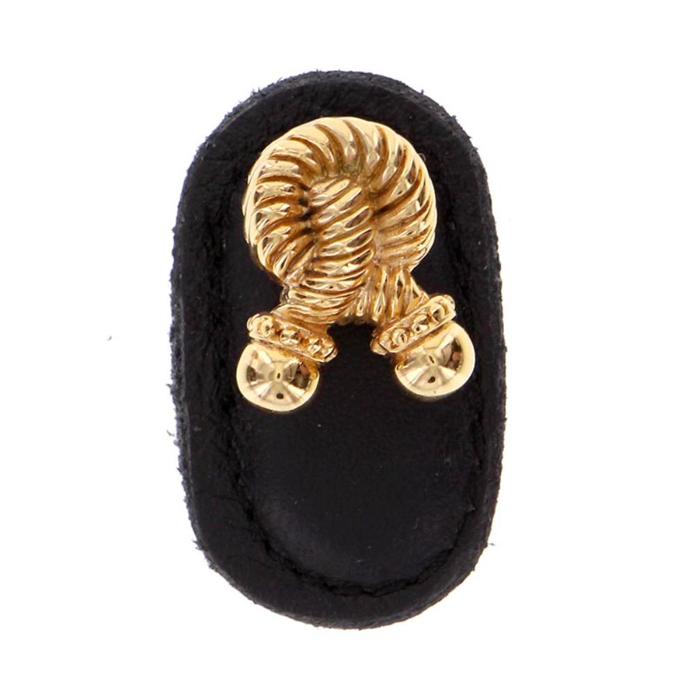 Vicenza K1179-PG-BL Equestre Knob Large Rope in Polished Gold with Black Leather