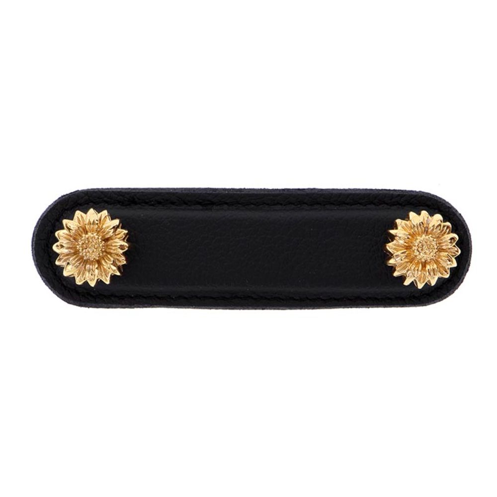 Vicenza K1180-3-PG-BL Carlotta Pull Leather Daisy 3" Black in Polished Gold