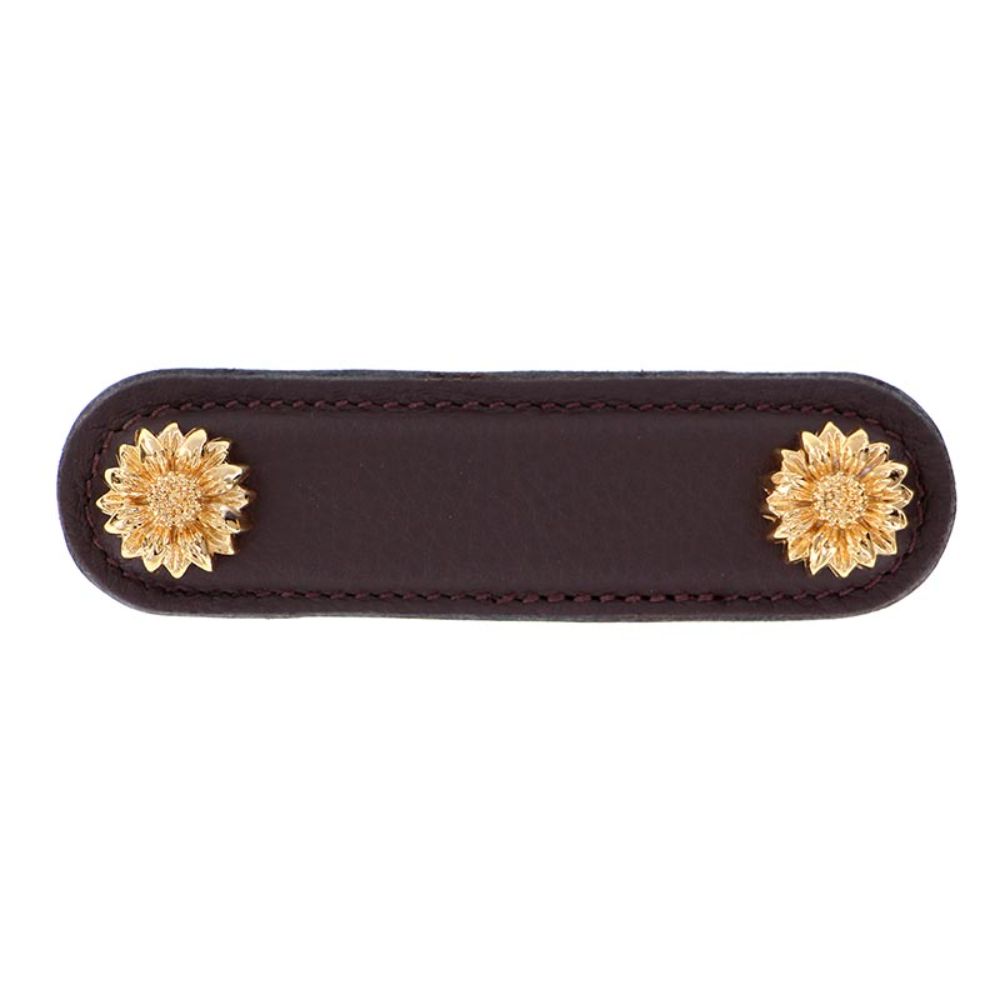 Vicenza K1180-3-PG-BR Carlotta Pull Leather Daisy 3" Brown in Polished Gold