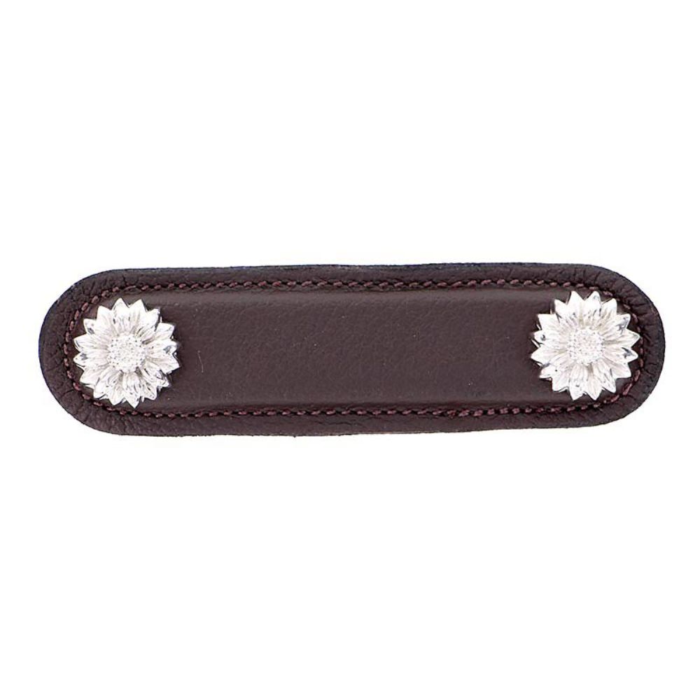 Polished Gold Vicenza Designs K1180 Carlotta Daisy Leather Pull Brown 4-Inch