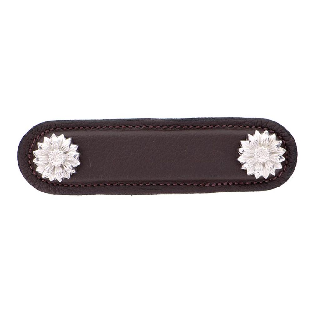 Vicenza K1180-3-PS-BR Carlotta Pull Leather Daisy 3" Brown in Polished Silver