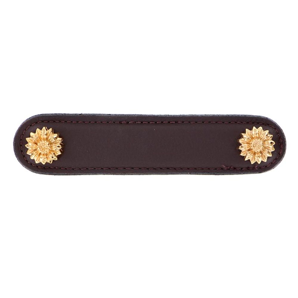 Vicenza K1180-4-PG-BR Carlotta Pull Leather Daisy 4" Brown in Polished Gold