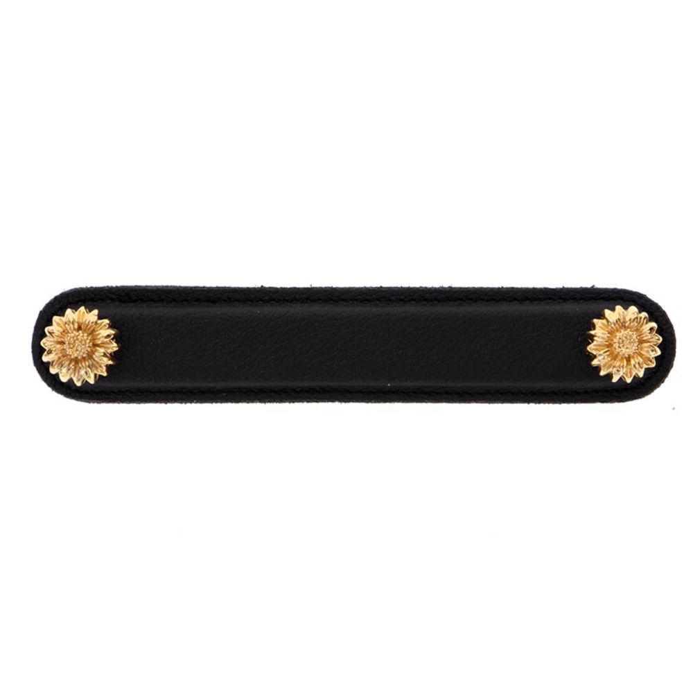 Vicenza K1180-5-PG-BL Carlotta Pull Leather Daisy 5" Black in Polished Gold