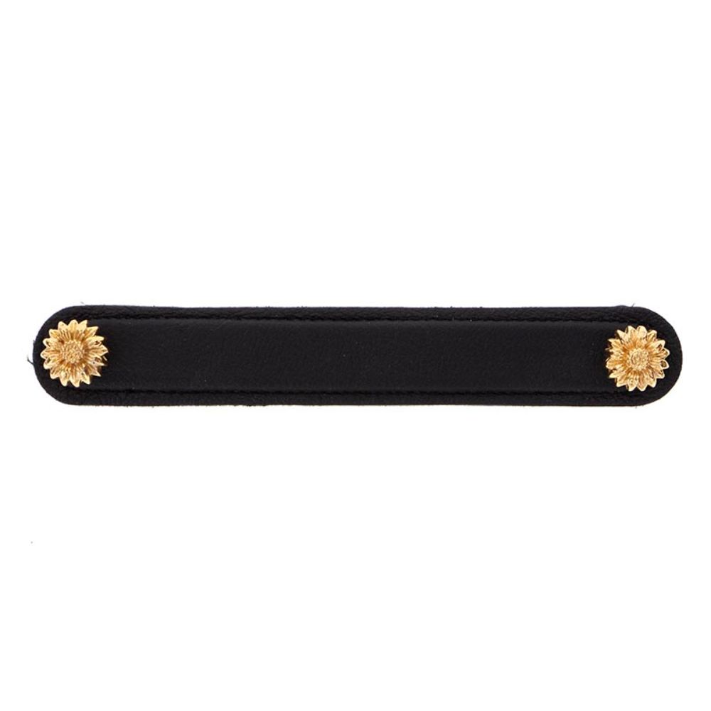 Vicenza K1180-6-PG-BL Carlotta Pull Leather Daisy 6" Black in Polished Gold