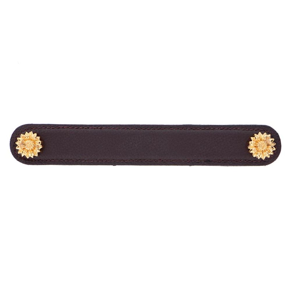 Vicenza K1180-6-PG-BR Carlotta Pull Leather Daisy 6" Brown in Polished Gold
