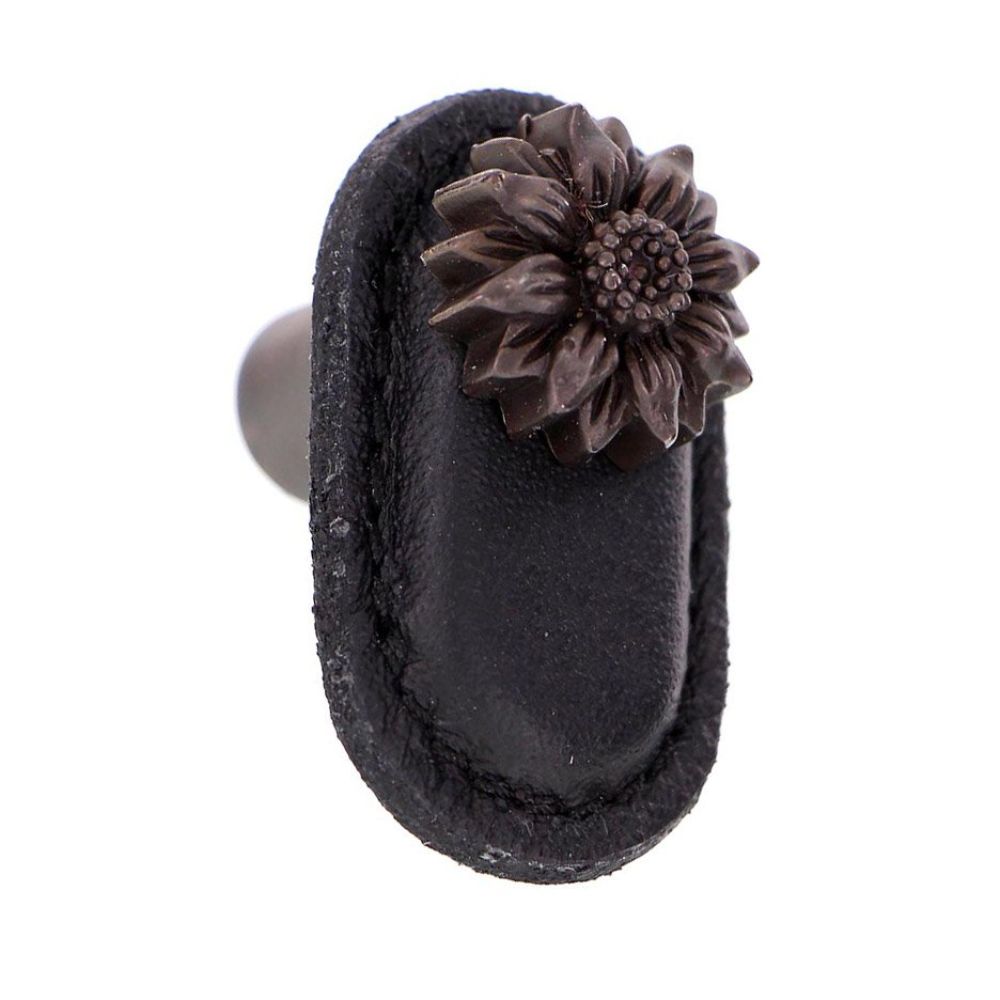 Vicenza K1181-OB-BL Carlotta Knob Large Daisy in Oil-Rubbed Bronze with Black Leather