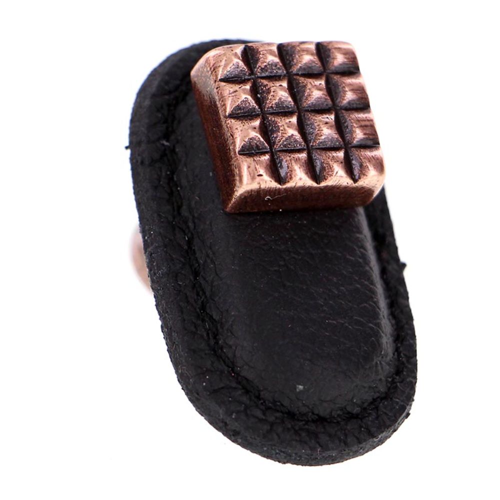 Vicenza K1183-AC-BL Tiziano Knob Large Square in Antique Copper with Black Leather